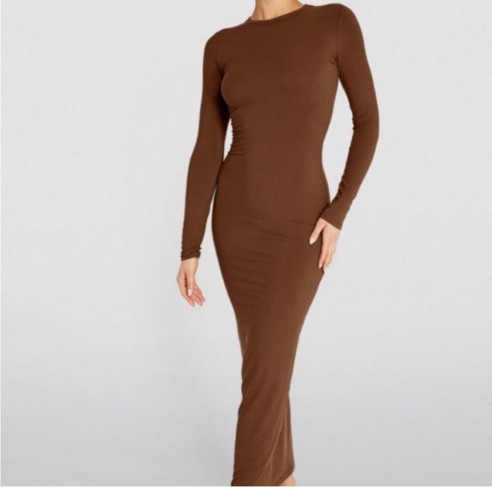 SKIMS Chocolate Long Sleeve Dress